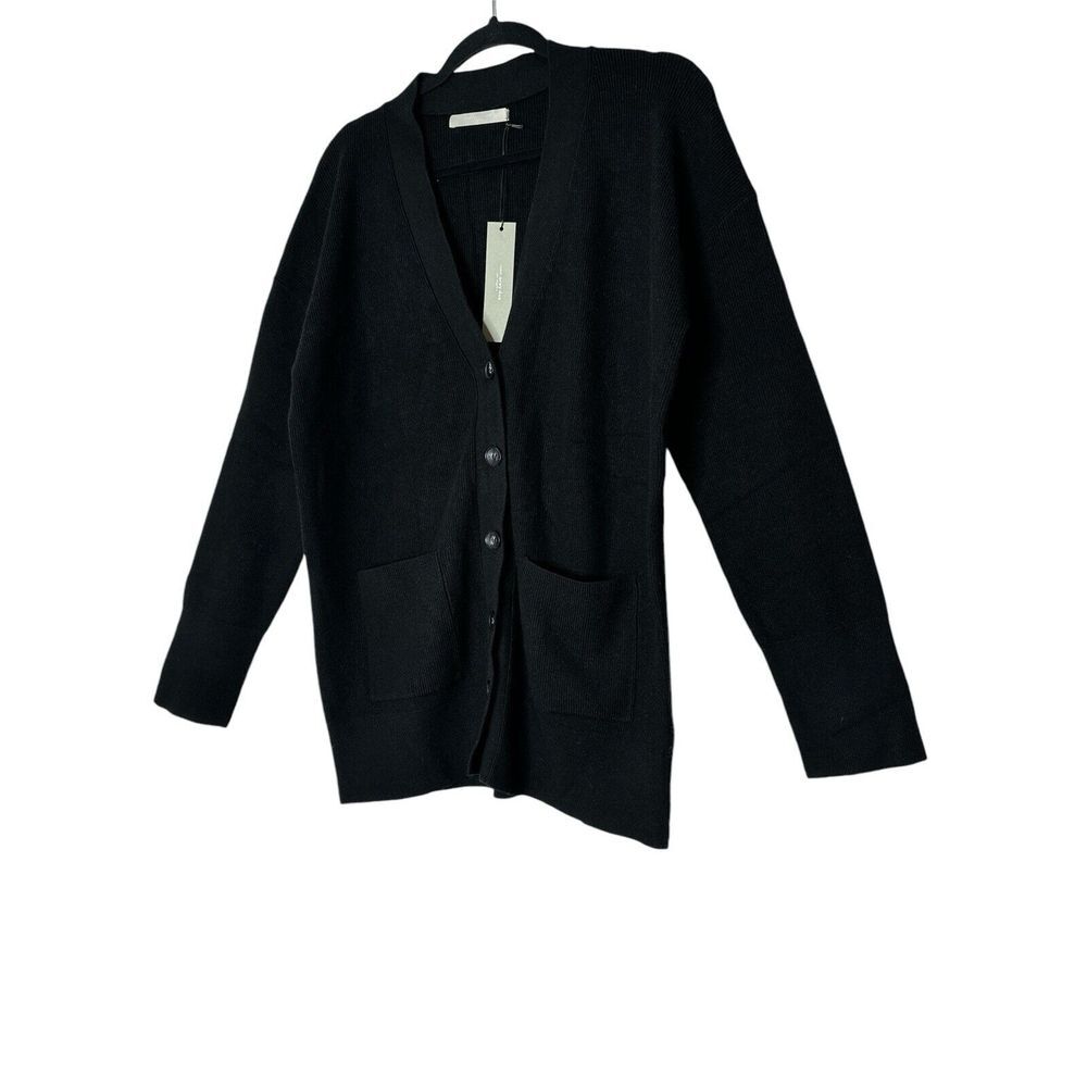 One Gray Day Los Angeles Cardigan Women Large Black‎ sweater pockets Cozy New